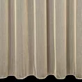 Firana szyta na taśmie 5 cm ciemnokremowa z drobnej siatki w pionowe prążki, wykończona obciążnikiem