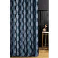 Zasłona szyta na tunelu granatowo srebrna z eleganckiej tkaniny w drobny ornamentowy wzór