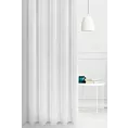 Firana szyta na przelotkach biała z miękkiej tkaniny o naturalnym splocie z pionowymi pasami, wykończona obciążnikiem