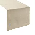 Bieżnik na stół złoty 40x140 cm o płóciennym splocie BIANCA 1 z dodatkiem błyszczącej nici wykończony podwójną listwą na brzegach
