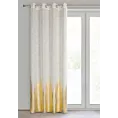 Zasłona naturalno, złocista zdobiona błyszczącym nadrukiem z dodatkiem lnu 135x250 cm przelotka IMANI Eurofirany