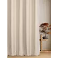 Zasłona szyta na przelotkach jasnobeżowa o naturalnym charakterze, z widocznym, ozdobnym splotem