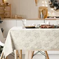 Obrus świąteczny 140x180 cm kremowo, złoty bawełniany zdobiony subtelnym nadrukiem gwiazdek WINTER  Eurofirany