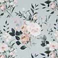 Pościel 220x200 cm bawełna ranforce kolor szary, stalowy z motywem kwiatów ROSITA Eurofirany