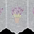 Tkanina firanowa zazdrostka z etaminy zdobiona haftem lawendy Eurofirany