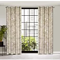 Zasłona biało, beżowa z motywem liści,zaciemniająca 140x250 cm przelotka SAMIRA Eurofirany