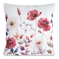 Poszewka na poduszkę 45x45 cm welwetowa zdobiona nadrukiem letnich kwiatów biało, czerwona MINK Eurofirany
