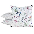Poszewka na poduszkę 45x45 cm welwetowa zdobiona nadrukiem letnich kwiatów biało, zielona MINK Eurofirany