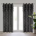 Zasłona czarna zdobiona falbanami z moherowej tkaniny 140x250 cm przelotka AGIS Eurofirany