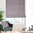 Roleta rzymska liliowa miękka, szenilowa tkanina o wyraźnym splocie i delikatnym połysku