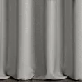 Zasłona szyta na przelotkach szara o naturalnym charakterze, z widocznym, ozdobnym splotem