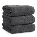 Ręcznik kąpielowy 70x140 cm bawełniany kolor grafitowy o ryżowej strukturze z welwetową bordiurą 500 g/m2 LOREN Eurofirany