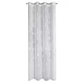 Firana biała z etaminy z nadrukiem srebrzystych palmowych liści 140x250 cm przelotka CAPRI Eurofirany