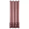 Zasłona ciemnoróżowa z welwetu zdobiona trzema subtelnymi falbanami 140x250 cm przelotka MEGI Eurofirany