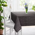 Obrus szyty czarno beżowy z miękkiej tkaniny szenilowej z melanżowym wzorem