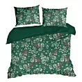Pościel 160x200 cm bawełniana kolor butelkowa zieleń, kremowy zdobiona nadrukiem CRISTIAN Eurofirany