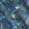 Zasłona czarno, niebieska w liście monstery, welwetowa 140x250 cm przelotka LAZUR Eurofirany