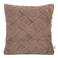 Poszewka na poduszkę 45x45 cm z miękkiego pluszu zdobiona wypukłym wzorem ciemnobeżowa CARO DESIGN 93 Eurofirany