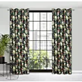 Zasłona czarno, oliwkowa w kwiaty z tkaniny welwetowej 140x250 cm przelotka ALEA Eurofirany
