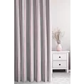 Zasłona szyta na taśmie fala różowo popielata z tkaniny o naturalnym splocie z nadrukowanym wzorem w pasy