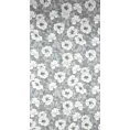 Zasłona popielato, biała w kwiaty o płóciennym splocie 140x250 przelotka FABIA Eurofirany