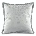 Poszewka na poduszkę 45x45 cm wykończona na bokach frędzlami biało, srebrna Eurofirany