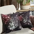 Poszewka na poduszkę 45x45 cm welwetowa, dwustronna z motywem kwiatów z wypustką na brzegach czarno, bordowa VELEVT 137 EUROFIRANY PREMIUM