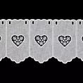 Tkanina firanowa zazdrostka z etaminy zdobiona haftowanymi ażurowymi sercami Eurofirany