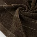 Ręcznik do rąk 30x50 cm bawełniany kolor ciemnobrązowy z bordiurą w paseczki 500 g/m2 BARI Eurofirany