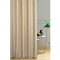 Zasłona szyta na flexach beżowa z miękkiej tkaniny o naturalnym splocie w stylu ekologicznym