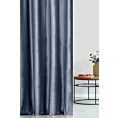 Zasłona szyta na taśmie fala niebieska z tkaniny welwetowej w pionowe prążki, wykończona obciążnikiem