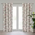 Zasłona naturalno, beżowa z wzorem kwiatów z dodatkiem lnu 140x250 cm przelotka DEMI Eurofirany