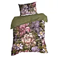 Pościel 140x200 cm bawełniana kolor oliwkowy, fioletowy z wzorem kwiatowym NIKA 45 Eurofirany