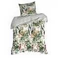 Pościel 140x200 cm z satyny bawełnianej kolor zielony, biały z botanicznym wzorem SPRING 43 Eurofirany
