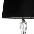 Lampa stołowa do salonu czarna ROBI z kryształową podstawą i matowym abażurem Eurofirany
