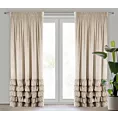 Zasłona beżowa zdobiona falbanami z welwetu 140x270 cm tasma DANI Eurofirany