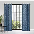 Zasłona ciemnoniebieska z trójwymiarowym wzorem liści, welwetowa 140x250 cm przelotka LIVIA Eurofirany