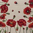 Bieżnik na stół naturalno, czerwony 40x100 cm gobelinowy zdobiony motywem maków