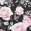Zasłona czarno, wrzosowa z motywem róż, zaciemniająca 140x250 cm przelotka BELLIS Eurofirany