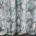 Zasłona stalowo, kremowa z motywem malowanych magnolii 140x250 cm przelotka GRACJA Eurofirany