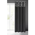 Zasłona czarno, srebrna z ozdobnym pasem z tkaniny welwetowej 140x250 cm przelotka ARIANA Eurofirany