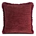 Poszewka na poduszkę 45x45 cm bordowa szenilowa zdobiona futerkiem na brzegach poszewki BLANCA 02 Eurofirany