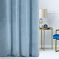 Zasłona szyta na przelotkach niebieska z miękkiej półmatowej tkaniny welwetowej