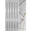 Firana szyta na flexach biała z miękkiej tkaniny typu ADEN z efektem deszczyku, zdobiona haftem łańcuszkowym