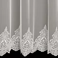 Firana szyta na taśmie 5 cm kremowa z delikatnego tiulu haftowanego we wzór ornamentowy z ażurem