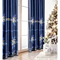 Zasłona granatowo, złota zdobiona świątecznymi gwiazdkami z tkaniny welwetowej 140x250 przelotka CAROL Eurofirany