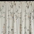 Zasłona kremowo, szampańska z błyszczącym nadrukiem kwiatu jabłoni, welwetowa 140x270 cm taśma SELENA  Eurofirany