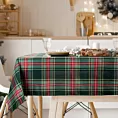 Obrus świąteczny 145x300 cm czerwono, zielony bawełniany zdobiony  kratą AURORA Eurofirany
