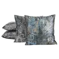 Poszewka na poduszkę 45x45 cm welwetowa zdobiona metalicznym wzorem grafitowa ESTER Eurofirany
