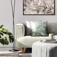 Poszewka na poduszkę 45x45 cm welwetowa zdobiona egzotycznym nadrukiem zielono, srebrna VELVET 194 EUROFIRANY PREMIUM